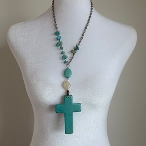 Turquoise Cross Pendant Necklace